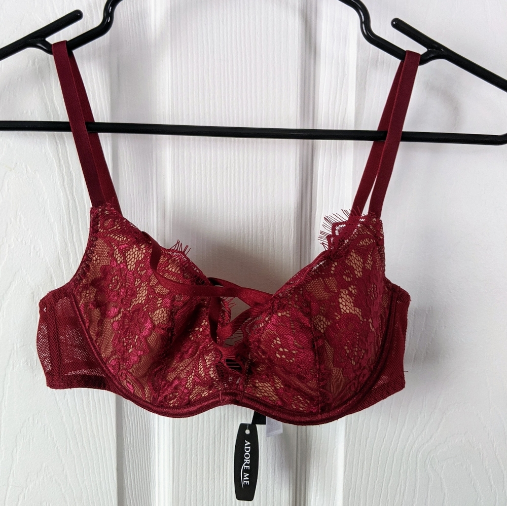Adore Me Bra Dark Red Burgundy 32B New